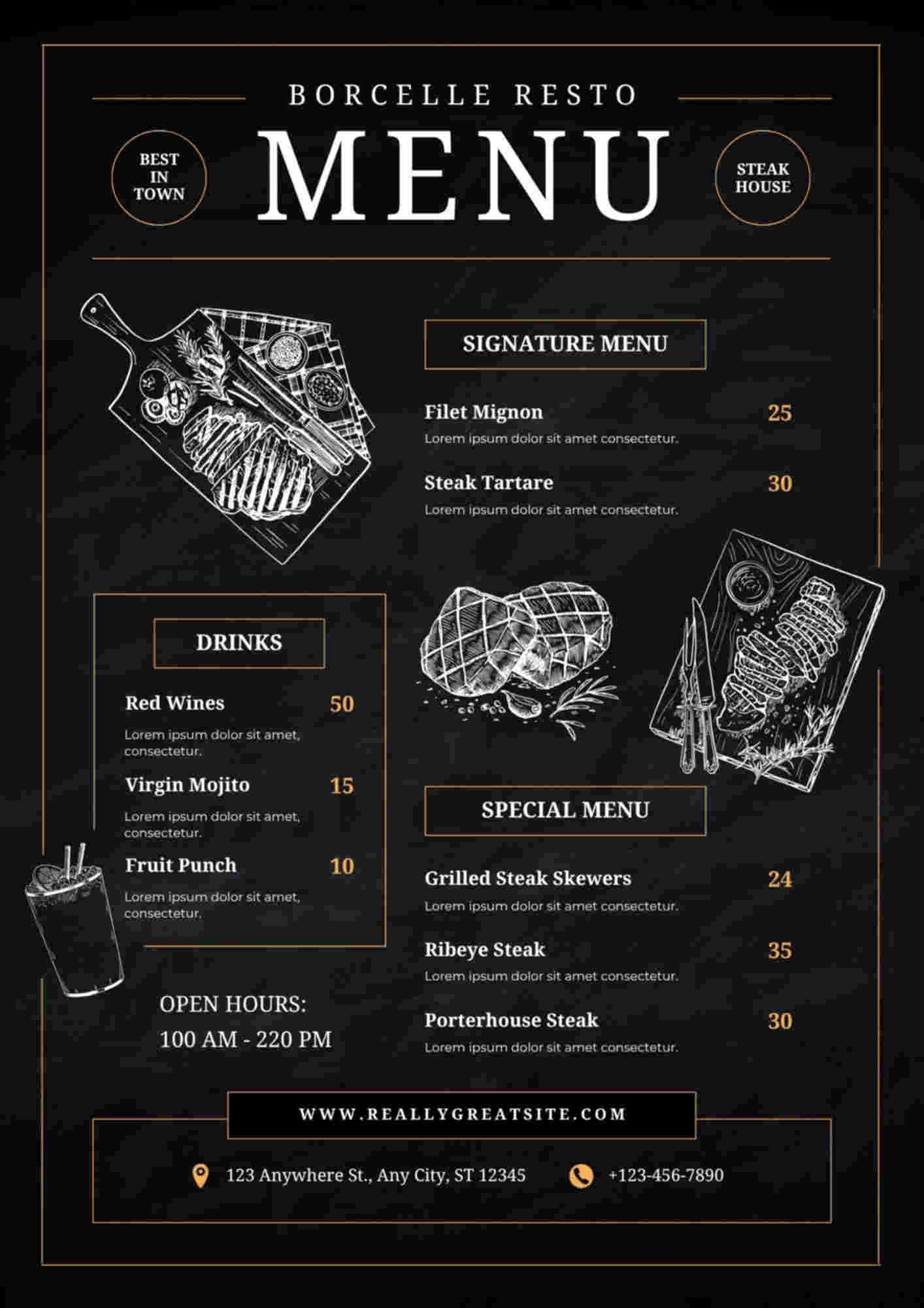 Menu design sample for restaurant
